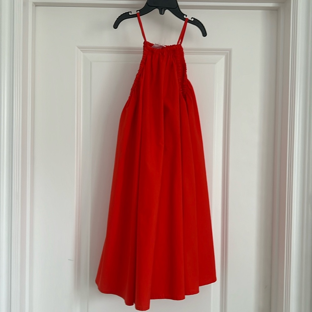 Zara Girls 9 Orange Strappy Tent Dress Sundress Woven Cotton